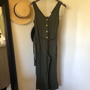 Button down olive green jumpsuit